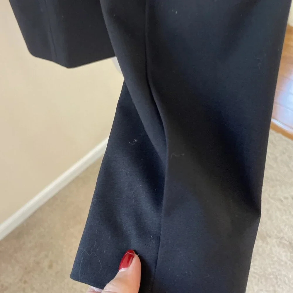 Vintage Larry Levine Snap Front Blazer Womens 14 Black Stretch Career Minimalist
